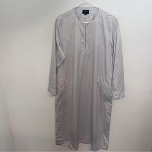 Men’s Grey Thobe Jubba Traditional Islamic Dress Size 52L Long Sleeve